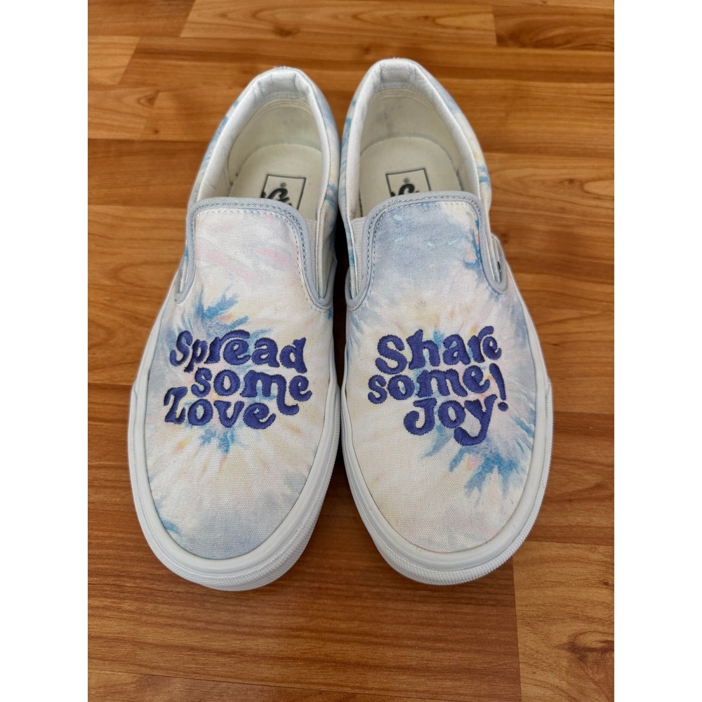 Vans Slip-On Tie Dye Spread Love Share Joy Skate Sneakers Womens 9 Mens 7.5
